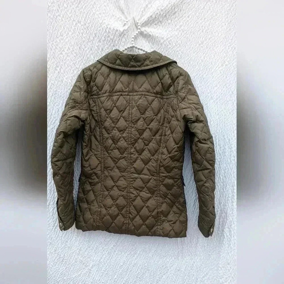 J. Crew Women's Army Green Quilted Lightweight Small Jacket Gold Hardware Button - Picture 6 of 6